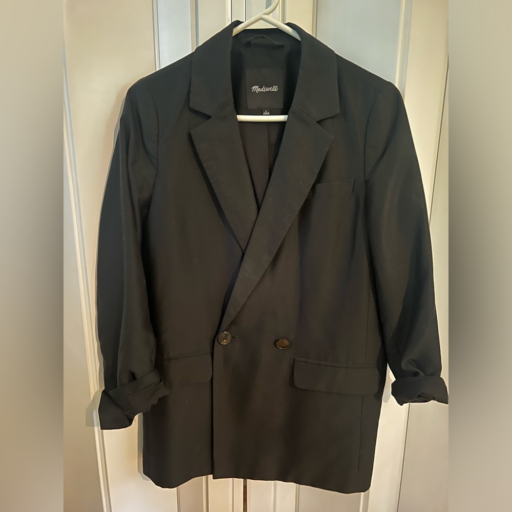 Madewell Lyocell Double Button Blazer in Black